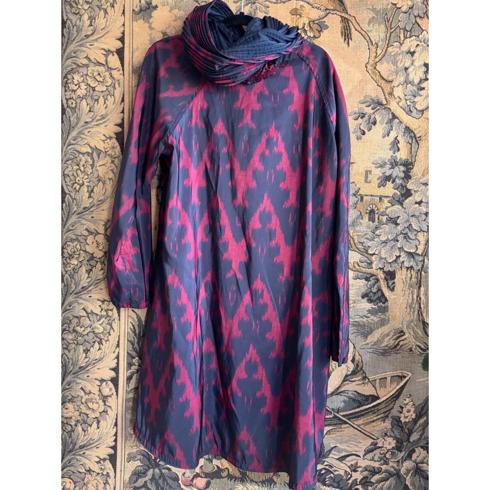 Mycra Pac Now red black reversible Ikat Rain Coat Hooded Travel Jacket size 2M/L - Picture 10 of 10